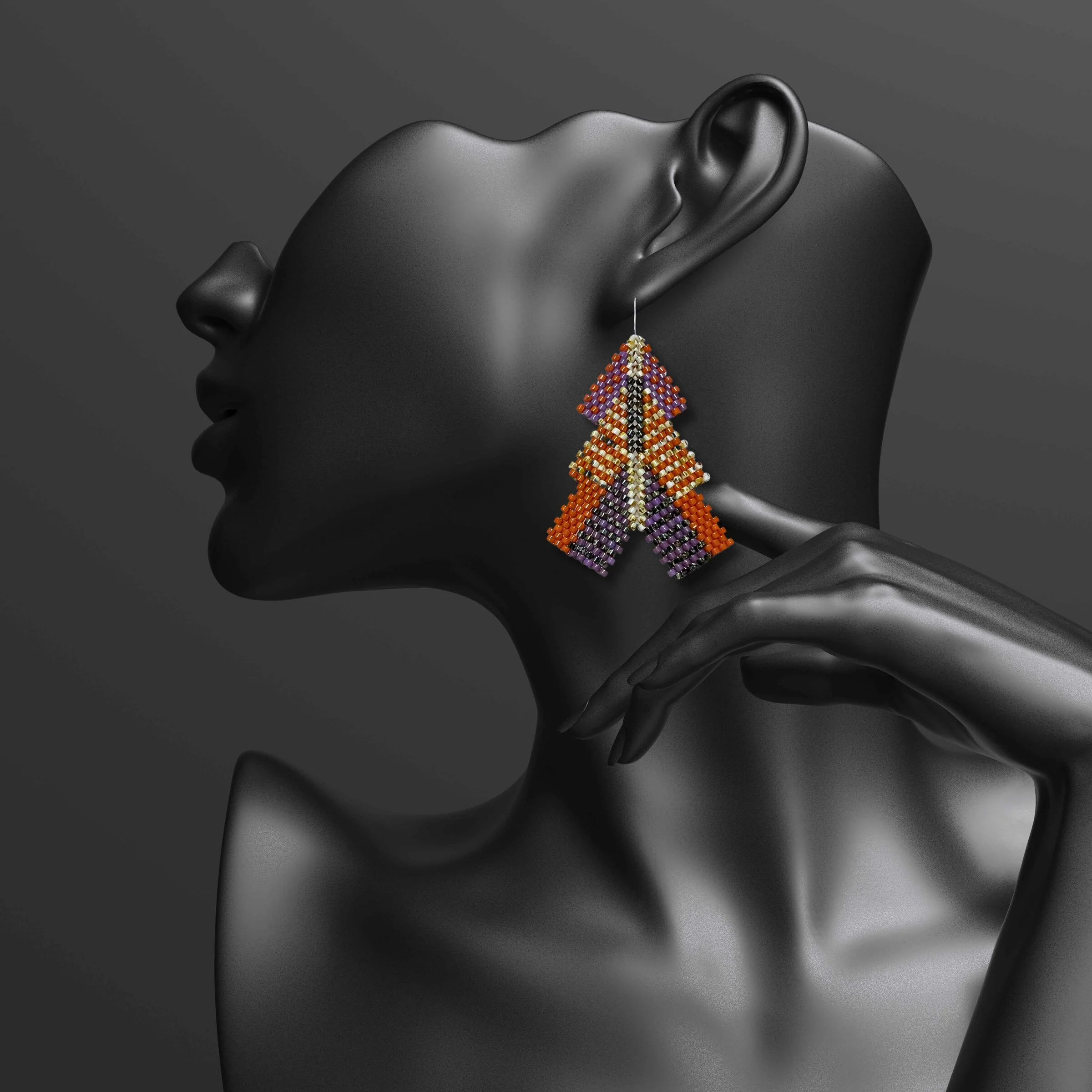 Triple Stacked Chevron Earrings - Image 5