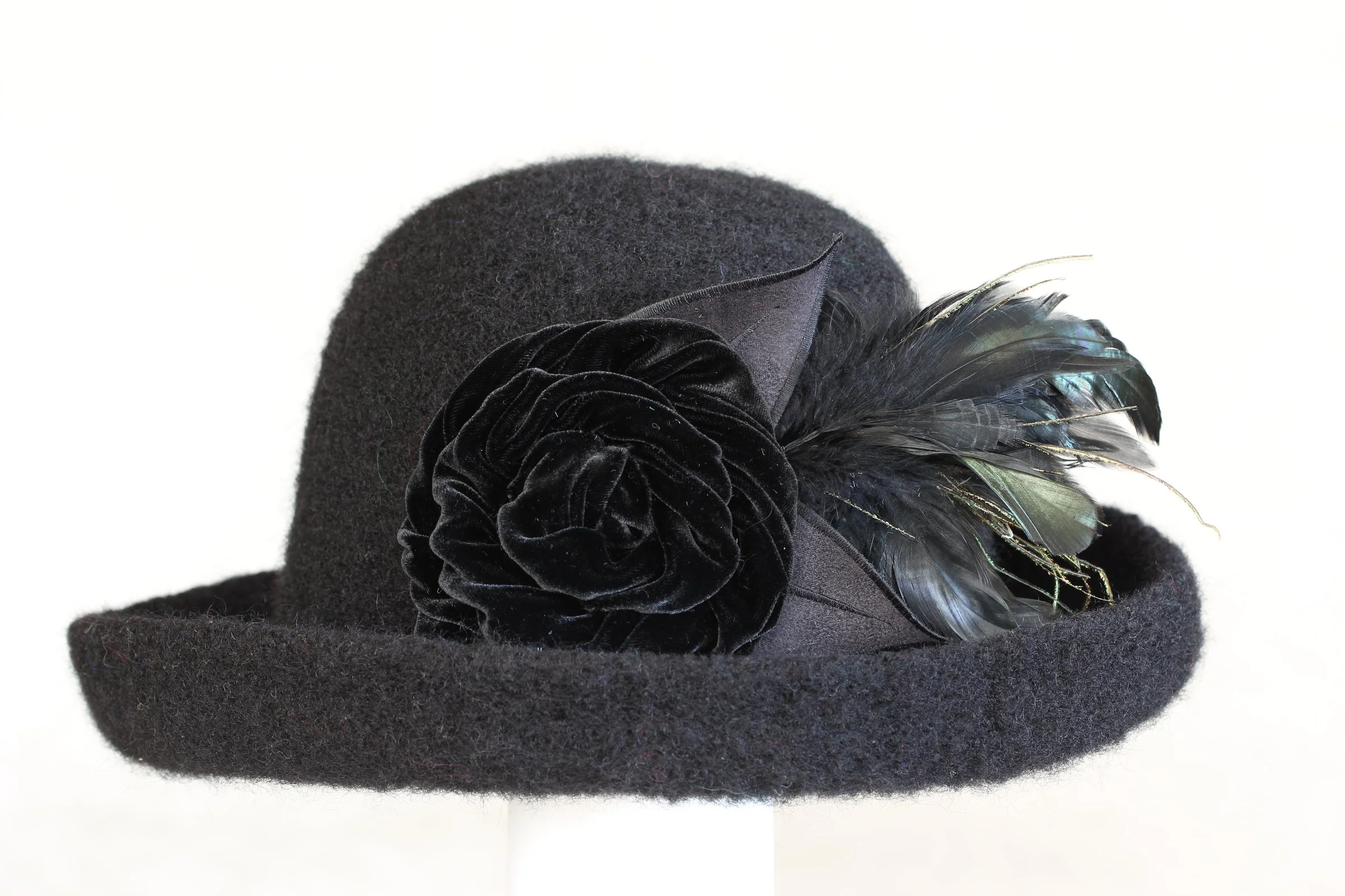 Brimmed Hat with Flower Pin - Image 3
