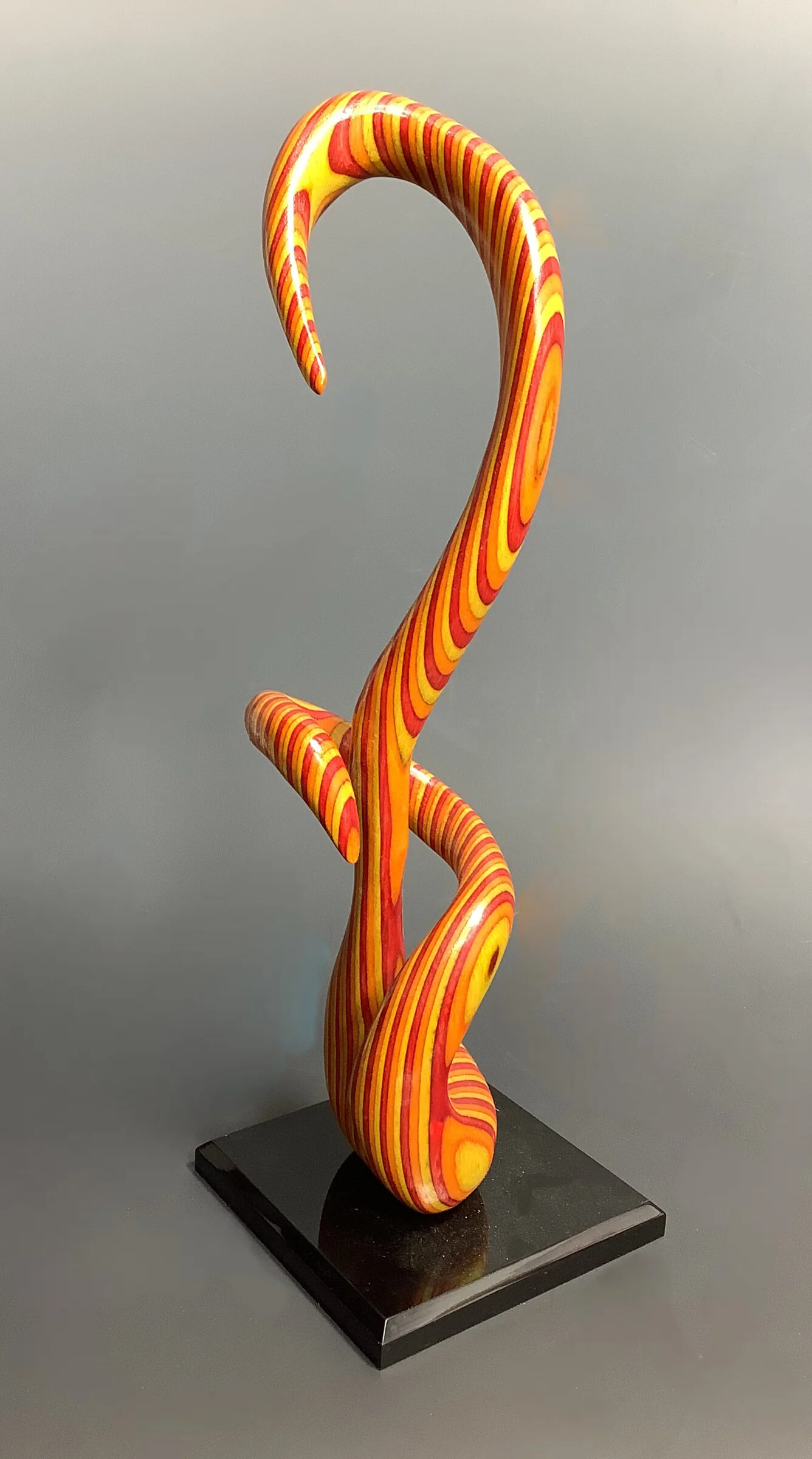 Yellow and Orange Carved Mini Plywood Sculpture - Image 3